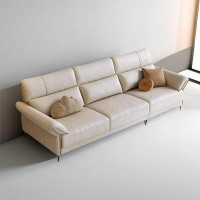 ABPEXI 109.88" Creamy white Genuine Leather Modular Sofa cushion couch