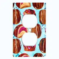 WorldAcc Metal Light Switch Plate Outlet Cover (Coffee Beans Candy Treat Blue - Single Duplex)