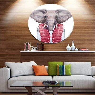 Made in Canada - Design Art 'Elephant in Vest and Sweater' Graphic Art Print on Metal in Arts & Collectibles