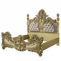 wtressa BED Light Gold Pu And Gold Finish