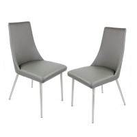 Corrigan Studio Bayview Leather Upholstered stainless steel Dining Chair (Set of 2)