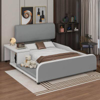 Latitude Run® Full Size Upholstered Platform Bed With Storage Nightstand And Guardrail