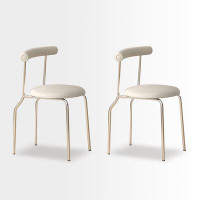 Orren Ellis 29.13" White Solid Back Upholstered Side Chair(Set of 2)