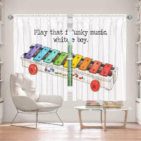 East Urban Home Lined Window Curtains 2-panel Set for Window Size 80" x 61" Marley Ungaro - Toys Xylophone White Boy