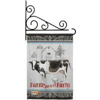 Breeze Decor Farm Sweet - Impressions Decorative Metal Fansy Wall Bracket Garden Flag Set GS110128-BO-03