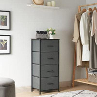 Rebrilliant Tall Dresser For Bedroom With 4 Drawers, Storage Chest Of Drawers With Removable Fabric Bins For Closet Beds