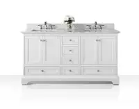 66 Inch Audrey Bathroom Vanity with Sink and Carrara White Marble Top Cabinet Set in White Only  ANC