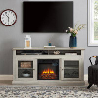 Red Barrel Studio TV Media Stand Modern Entertainment Console With Open And Closed Storage Space, Stone Gray