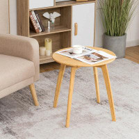 Corrigan Studio Corrigan Studio Natural Bamboo Round End Table Modern Stylish Side Table W/ 20'''' Round Tabletop