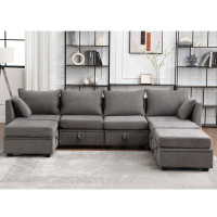 Latitude Run® -seat Grey Modular Sectional Sofa: Convertible U-shaped Couch With Storage, Flexible Combinations For Livi