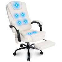 Latitude Run® Executive Office Chair With Massage Ergonomic Office Chair With Adjustable Footrest And Linkage Armrest