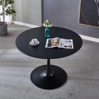 BOSTINS Table Mid-Century Dining Table For 4-7 People With Round Mdf Table Top, Pedestal Dining Table, End Table Leisure