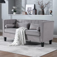 Mercer41 Elegant Grey 64.96'' Modern 2-seater Fabric Sofa: Stylish And Comfortable Couch For Any Room