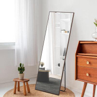Wrought Studio Modern Classic Freestanding Full Length Mirror with Wooden Frame and Metal Bracket