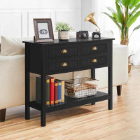 Red Barrel Studio Console Table With 4 Drawers, Sofa Side Table With Bottom Open Storage Shelf, Heavy-Duty Entryway Tabl