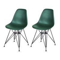Corrigan Studio Dark Green Side Chair With Black Metal Leg - Set Of 2