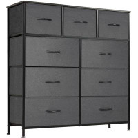 17 Stories Tall dresser with 9 drawers, fabric storage