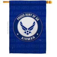 Breeze Decor Proud Aunt Airman House Flag Air Force Armed Forces 28 X40 Inches Double-Sided Decorative Decoration Yard B