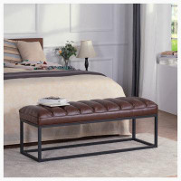 17 Stories Metal Base Upholstered Bench for Bedroom for Entryway