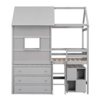 Harper Orchard House Loft Bed with Storage Desk and 3 Drawer Chest