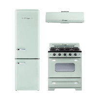 Unique Appliances 3 Piece Retro Kitchen Package With Bottom Freezer Refrigerator 30" Freestanding Gas Range & 30" Under