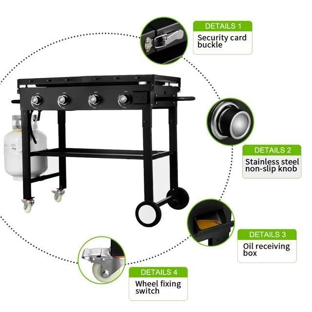 NEW 4 BURNER 36 IN OUTDOOR PROPANE GAS COOKING GRIDDLE BBQ 9215361 in Other in Alberta - Image 4