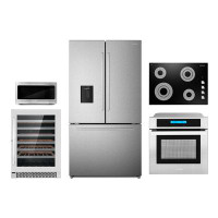 Cosmo 5 Piece Kitchen Package With 30" Electric Cooktop 24" Single Electric Wall Oven 30" Over-the-range Microwave Frenc