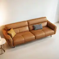 ULTORU 122.05" Orange Genuine Leather Modular Sofa cushion couch