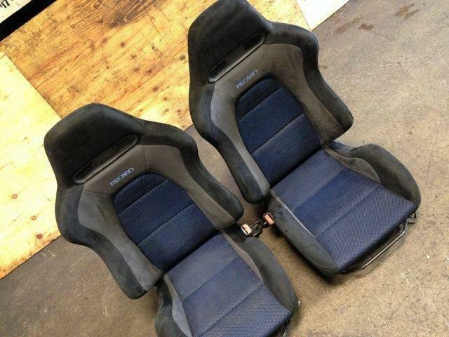JDM MITSUBISHI LANCER EVOLUTION EVO 8 OEM RECARO BLUE GRAY BLACK SEATS PAIR FOR SALE in Other Parts & Accessories in City of Montréal - Image 2