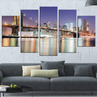 Design Art 'New York City with Freedom Tower' 5 Piece Wall Art on Wrapped Canvas Set