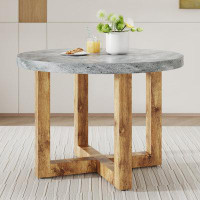 Millwood Pines Modern Circular Coffee & Tea Table In Wood-coloured Mdf: Perfect For Living Room & Bedroom, 42x42x30 Inch