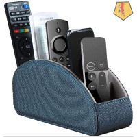 GN109 TV Remote Control Holder With 5 Compartments,Pu Leather Remote Caddy/Box/Tray Nightstand Desktop Storage Organizer