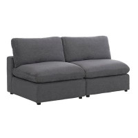 Latitude Run® Friederike Grey Textured Microfiber Upholstery Armless Love Seat