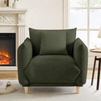 Mercer41 Soft Terry Velour Single Sofa Chair For Living Room Bedroom