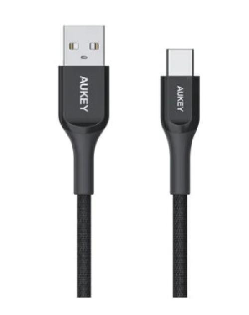 Aukey USB-A to USB-C Charging and Data Cable - 3 Meters (9.8 ft.) - Black in Cell Phone Accessories - Image 2