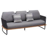 HIGOLD Rodeo 81.3" Wide Outdoor Teak Patio Sofa with Cushions