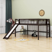 Harriet Bee Jamecca Full Size Low Loft Bed with Ladder and Slide