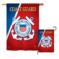 Breeze Decor Coast Guard American Military Impressions Decorative Vertical 2-Sided Polyester 2 Piece Flag Set