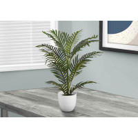 Primrue Artificial Plant, 28" Tall, Palm Tree, Indoor, Floor, Greenery, Potted, Decorative, Green Leaves