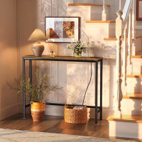 17 Stories 17 Stories Console Table With Power Outlets & USB Ports, Narrow Entryway Table, 39.3 Inches Sofa Table With S