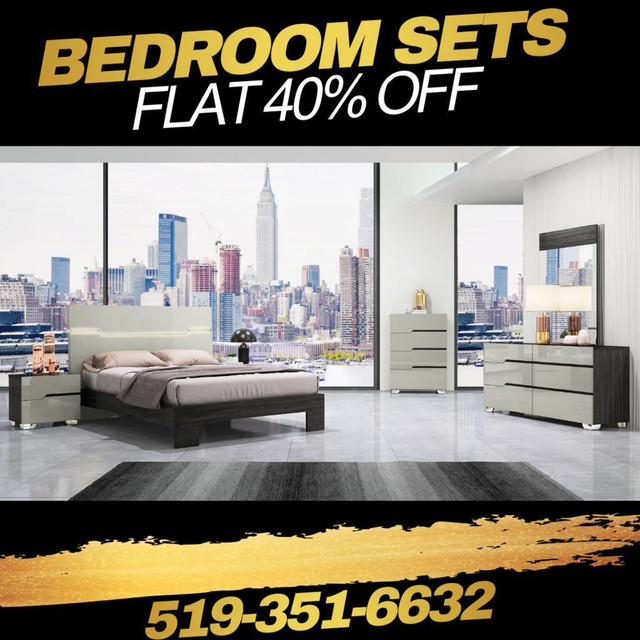 Modern LED Bedroom Set in Silver and White Color !! in Beds & Mattresses in Windsor Region - Image 3