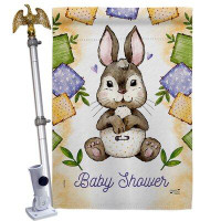 Angeleno Heritage Bunny Baby Shower House Flag Set New Born Celebration 28 X40 Inches Double-Sided Decorative Decoration