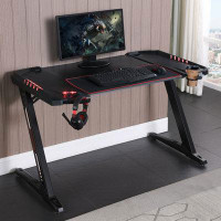 Latitude Run® Darnishia Z-framed Gaming Desk with LED Lighting Black
