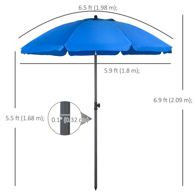 Beach Umbrella 70.9" x 82.3" H Blue in Patio & Garden Furniture - Image 3