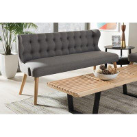 Latitude Run® Gräfe Grey Fabric and Natural Wood Finishing Settee Sofa