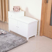 Wildon Home® Wooden shoe storage stool with drawers
