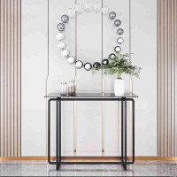 Ebern Designs 34.67'' Modern Console Table, Glass Top Entryway Table, Entrance Table
