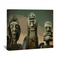 Red Barrel Studio Moai statues Canvas Wrap - Culture Wall Decor