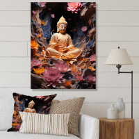 Dakota Fields Gold Pink Buddhism Lotus Enlightenment This II - Buddhism Canvas Print