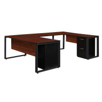 Ebern Designs Structure U Shaped Office Desk with Double Metal Pedestal Drawers